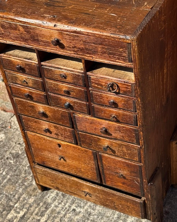 Image of 19th Century watchmakers chest closer view