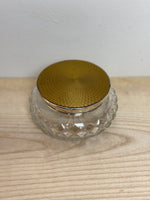 Image of Art Deco guilloché enamel jar, Birmingham silver 1929 full view