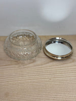 Image of Art Deco guilloché enamel jar, Birmingham silver 1929 lid off view