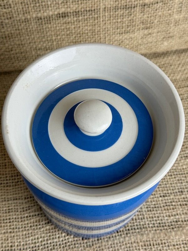 Image of Blue Cornishware Plain Jar 15cm top down view