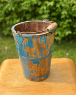 Image of vintage blue painted bucket with great patina 1