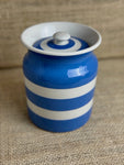 Image of Blue cornishware 15cm plain jar with lid