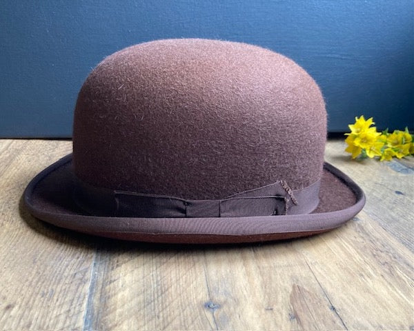 Image of Brown Bowler hat front view