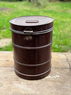 Image of Brown Indian Storage tin - back