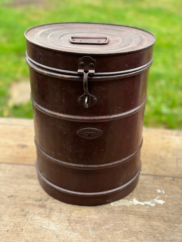 Image of Brown Indian Storage tin - front