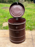 Image of Brown Indian Storage tin - lid open