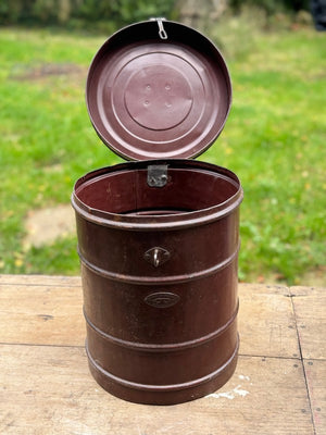 Image of Brown Indian Storage tin - lid open