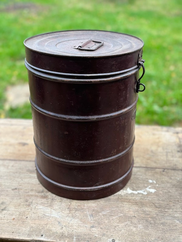 Image of Brown Indian Storage tin - side