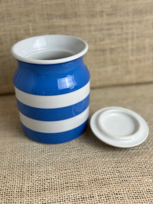 Image of Cornishware Blue Currants Jar with Lid reverse view
