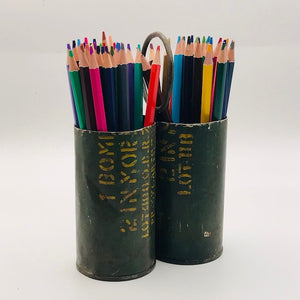 Image of Double metal pencil holder with pencils
