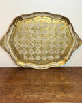 Image of Gold and blue  Florentine tray front view