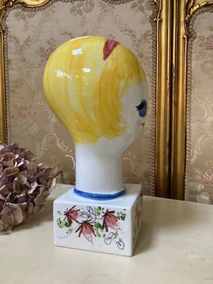 Image of Italian Ceramic wig stand right view