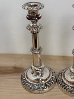 Image of Matthew Boulton Twin suns George III Silver plate telescopic candlesticks front view 2
