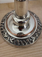Image of Matthew Boulton Twin suns George III Silver plate telescopic candlesticks base view with bleed
