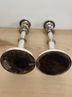 Image of Matthew Boulton Twin suns George III Silver plate telescopic candlesticks underneath view