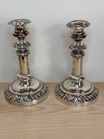 Image of Matthew Boulton Twin suns George III Silver plate telescopic candlesticks front view