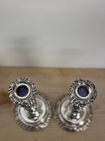 Image of Matthew Boulton Twin suns George III Silver plate telescopic candlesticks top down view