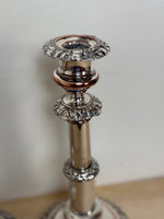 Image of Matthew Boulton Twin suns George III Silver plate telescopic candlesticks top half view
