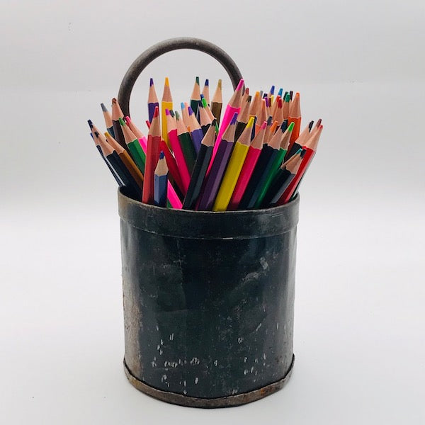 Image of Metal cannister with pencils