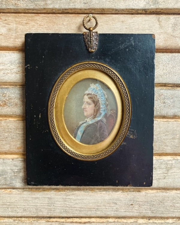 Image of Miniature watercolour portrait front view