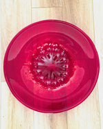 Image of Red Murano Cardinals hat bowl from above