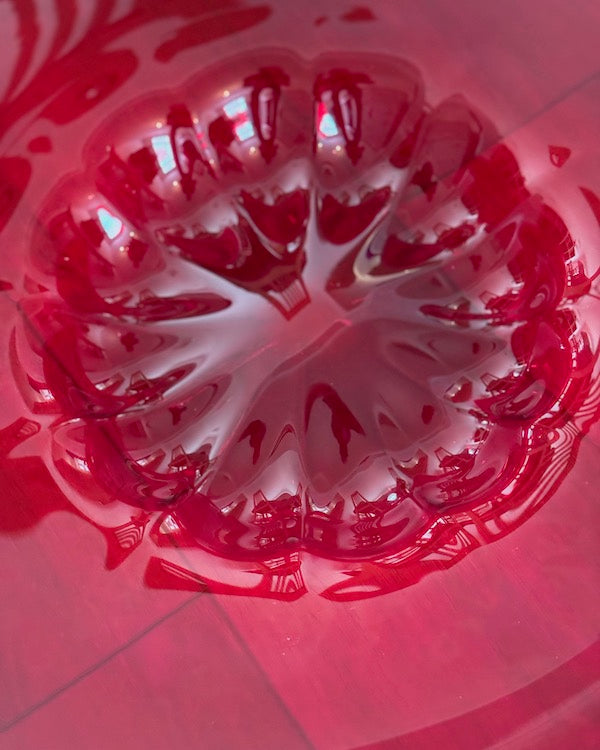Image of Red Murano Cardinals hat bowl front centre 2