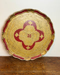 Image of Red and Gold Florentine tray front view