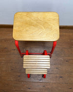 Image of Refurbished red step stool top view