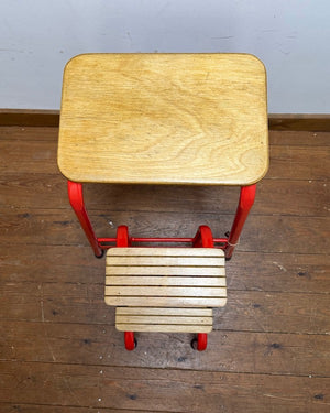 Image of Refurbished red step stool top view