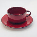 Image of Villeroy and Boch red Granada Coffee Cup and Saucer facing left