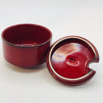 Image of Villeroy and Boch red Granada Lidded Sugar Bowl lid off 2
