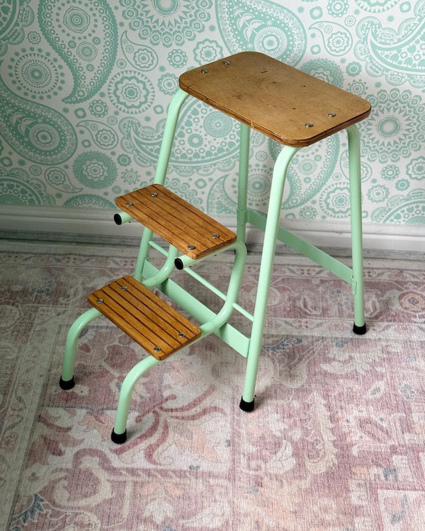 Image of Vintage Retro folding step stool facing left