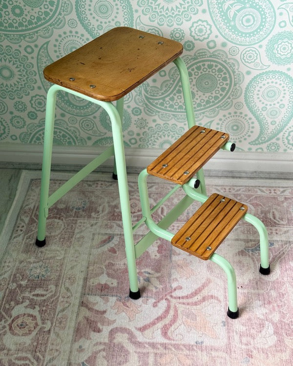 Image of Vintage Retro folding step stool facing right