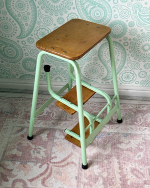 Image of Vintage Retro folding step stool folded facing right