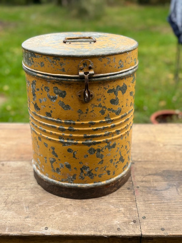 Image of Yellow Indian Storage tin - front