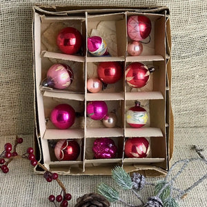 Image of 15 x small pink Christmas ornaments