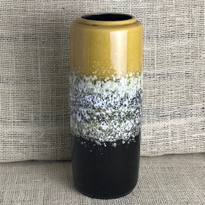 Image of 28cm mustard and black West German vase