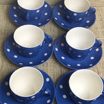 Image of 6 TG Green Blue Domino cups and saucers