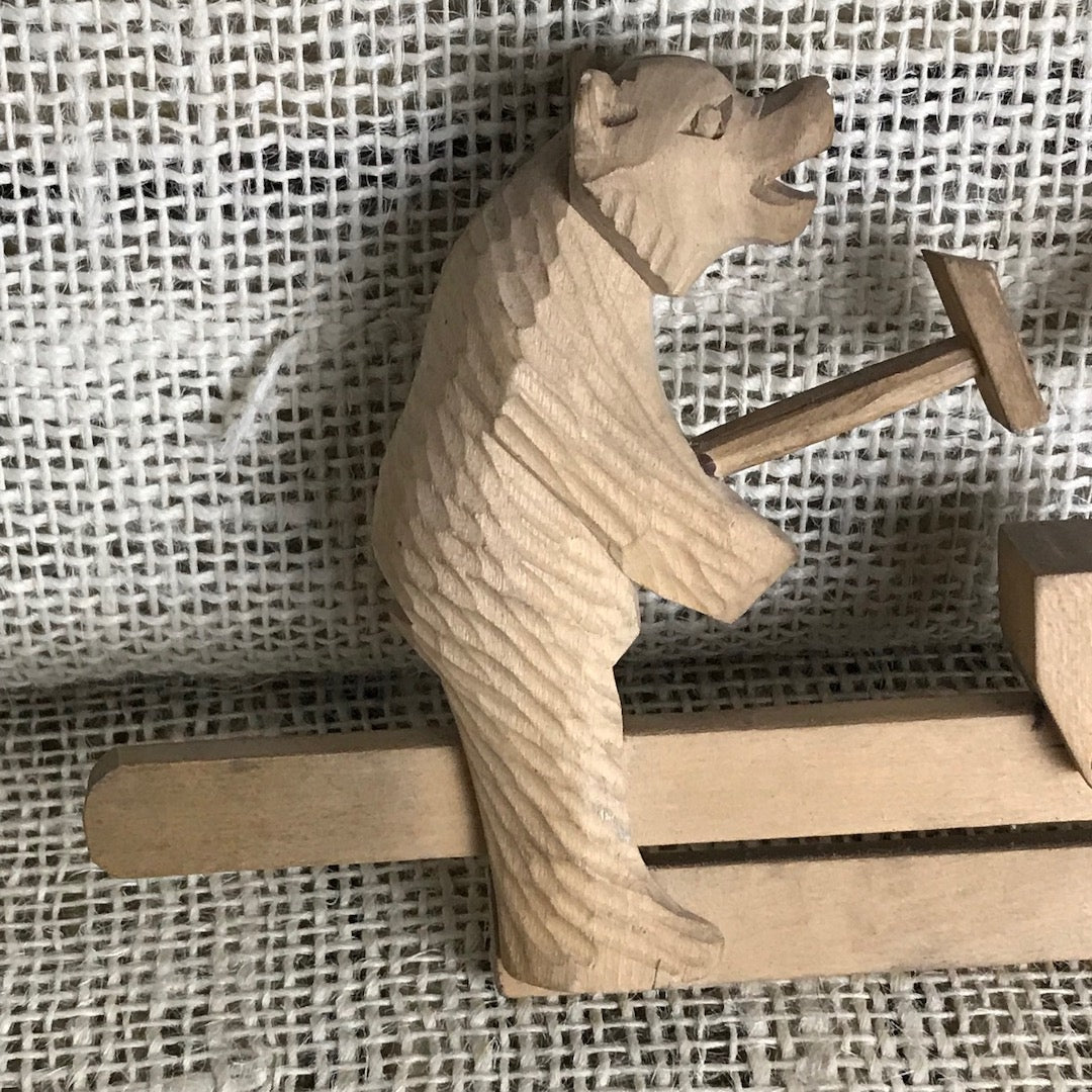 Image of Black Forest wood cutter and bear hammer toy