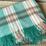 Image of Green and pink check welsh wool blanket