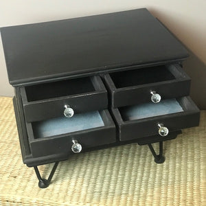 Image of Grey and black drawers of jewellery cabinet
