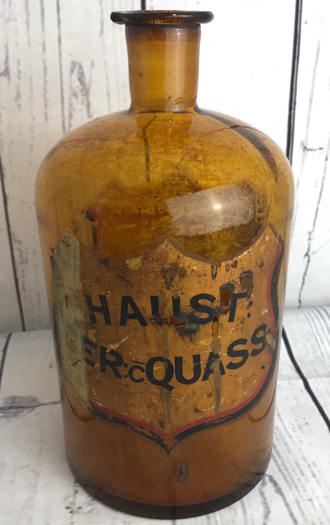 Antique large brown amber glass jar