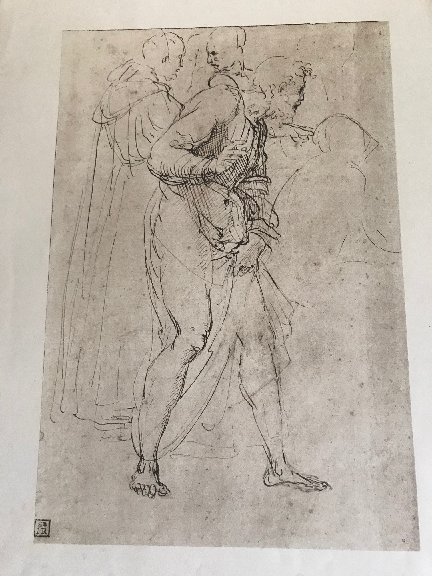 1924 Vasari Society print of Raphael's 1510 drawing Studies for the Disputa