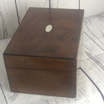 Mother Of Pearl Inlaid buttoned red satin Jewellery/Sewing Box