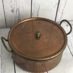 Copper and brass vintage casserole and lid tin lined - 21cm
