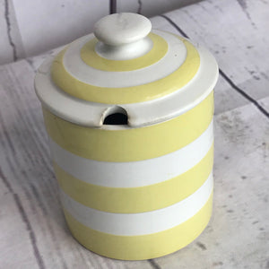T.G. Green yellow Cornishware preserves jar with lid