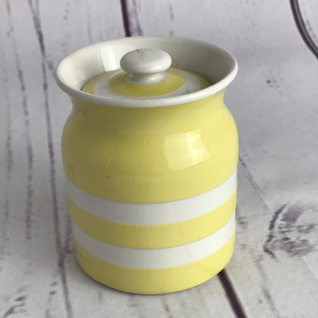 T.G. Green yellow Cornishware small storage jar with lid