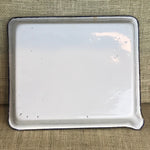 A medium vintage enamel roasting tray with pouring spout