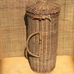 Wicker knitting needle basket with needles