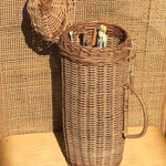 Wicker knitting needle basket with needles